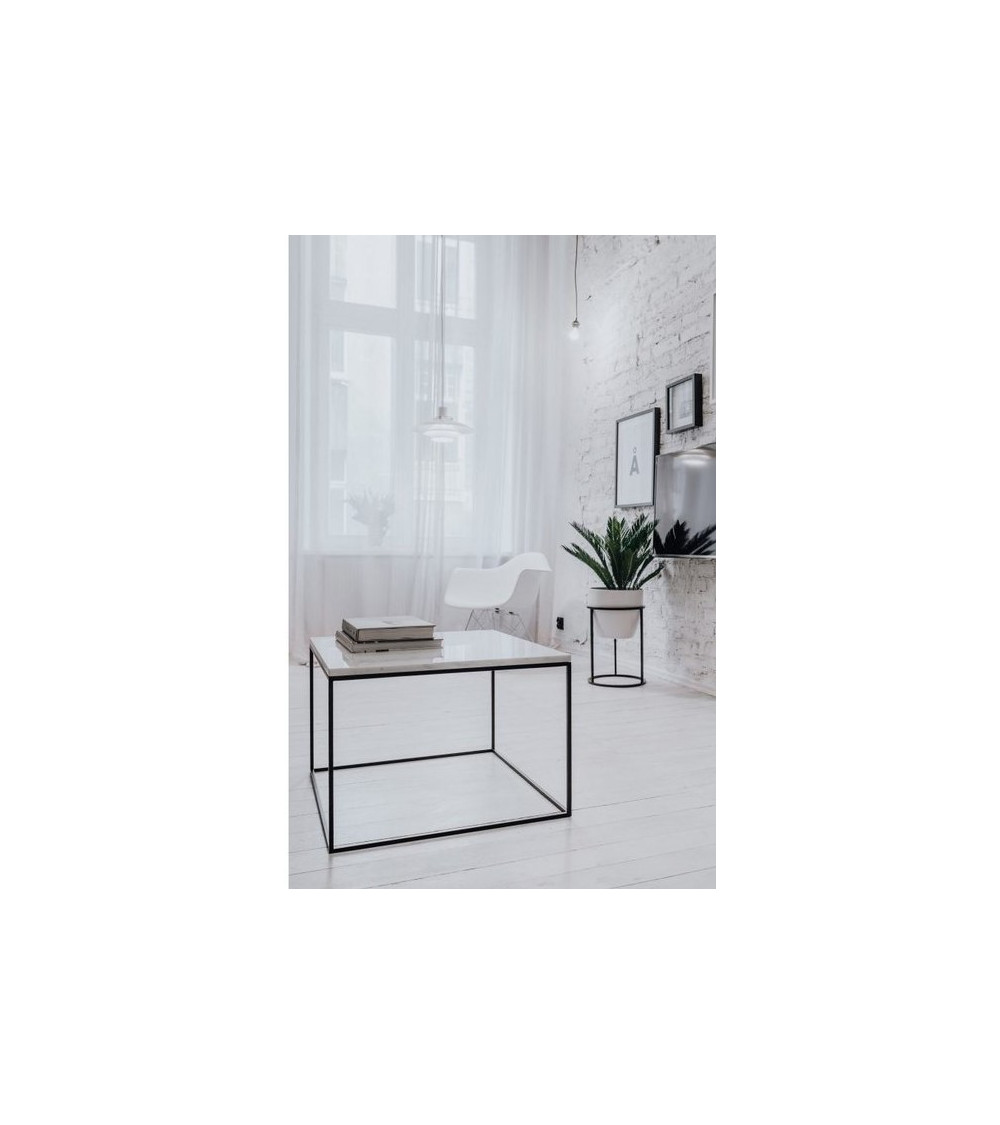 Table basse carrée en marbre blanc