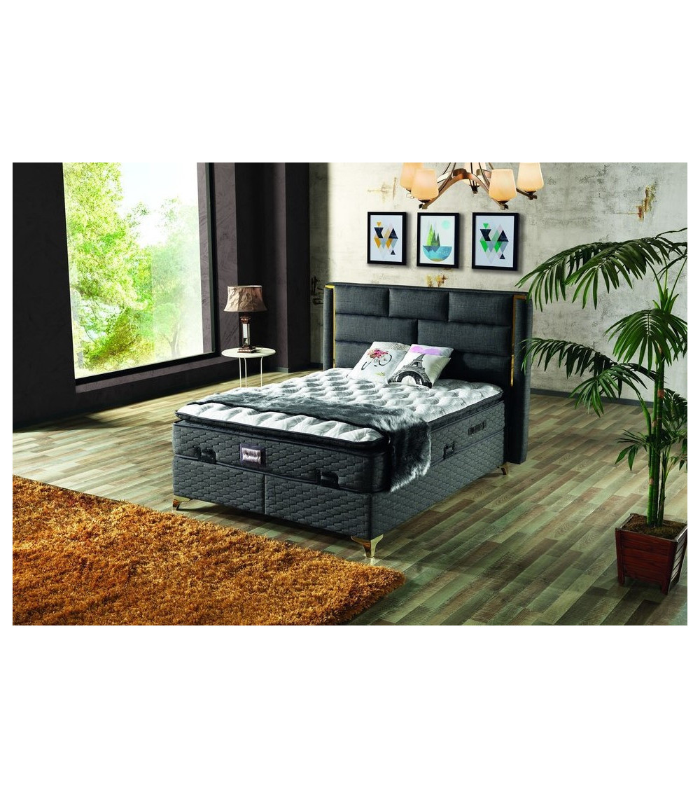 LIT coffre ROYAL + matelas et tête de lit inclus 160x200 cm