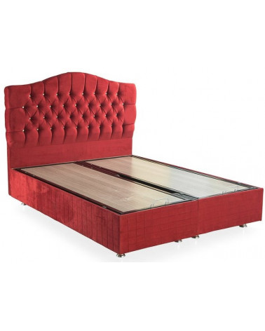 LIT coffre EMERAUDE rouge + matelas et tête de lit inclus 90/160x200 cm