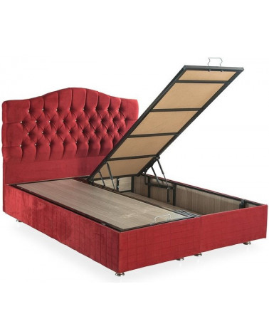 LIT coffre EMERAUDE rouge + matelas et tête de lit inclus 90/160x200 cm