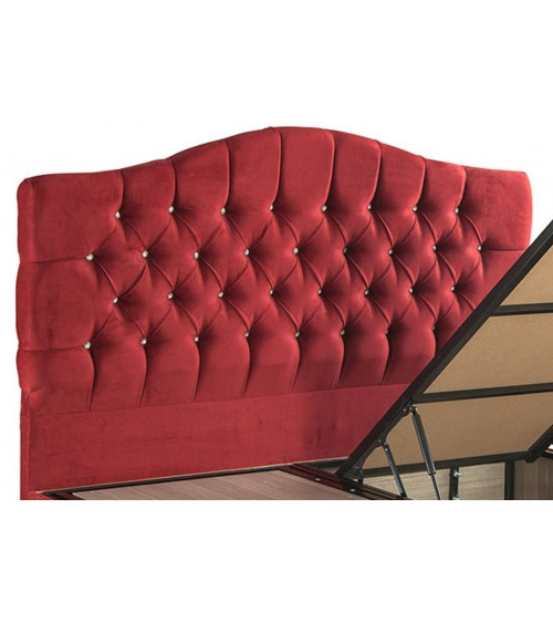 LIT coffre EMERAUDE rouge + matelas et tête de lit inclus 90/160x200 cm