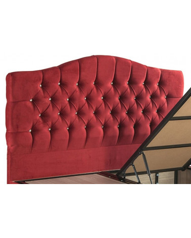 LIT coffre EMERAUDE rouge + matelas et tête de lit inclus 90/160x200 cm