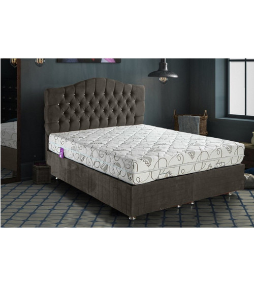 LIT coffre EMERAUDE anthracite + matelas et tête de lit inclus 90/160x200 cm