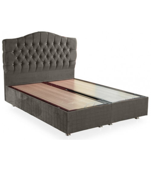 LIT coffre EMERAUDE anthracite + matelas et tête de lit inclus 90/160x200 cm