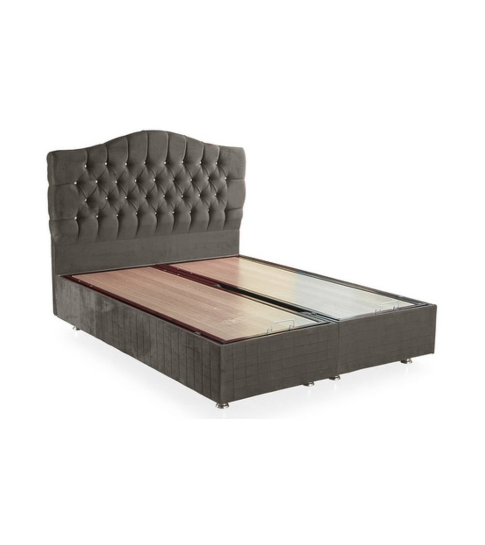 LIT coffre EMERAUDE anthracite + matelas et tête de lit inclus 90/160x200 cm