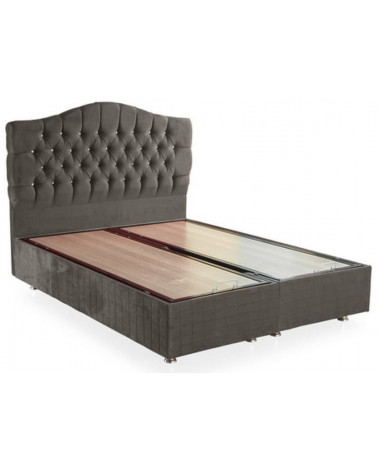 LIT coffre EMERAUDE anthracite + matelas et tête de lit inclus 90/160x200 cm