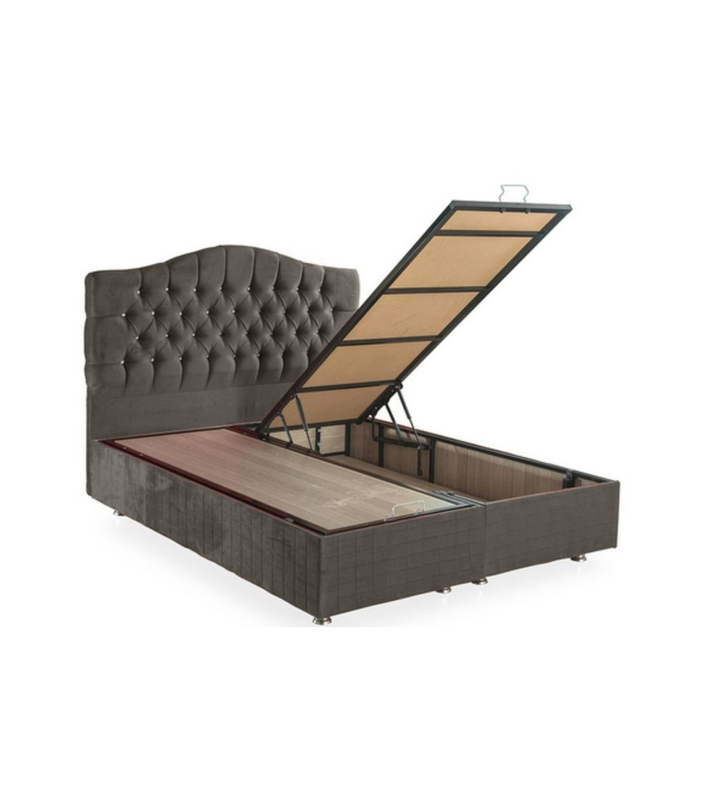 LIT coffre EMERAUDE anthracite + matelas et tête de lit inclus 90/160x200 cm LIT coffre EMERAUDE anthracite + matelas et tête de lit inclus 90/160x200 cm