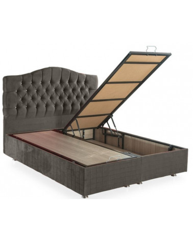 LIT coffre EMERAUDE anthracite + matelas et tête de lit inclus 90/160x200 cm