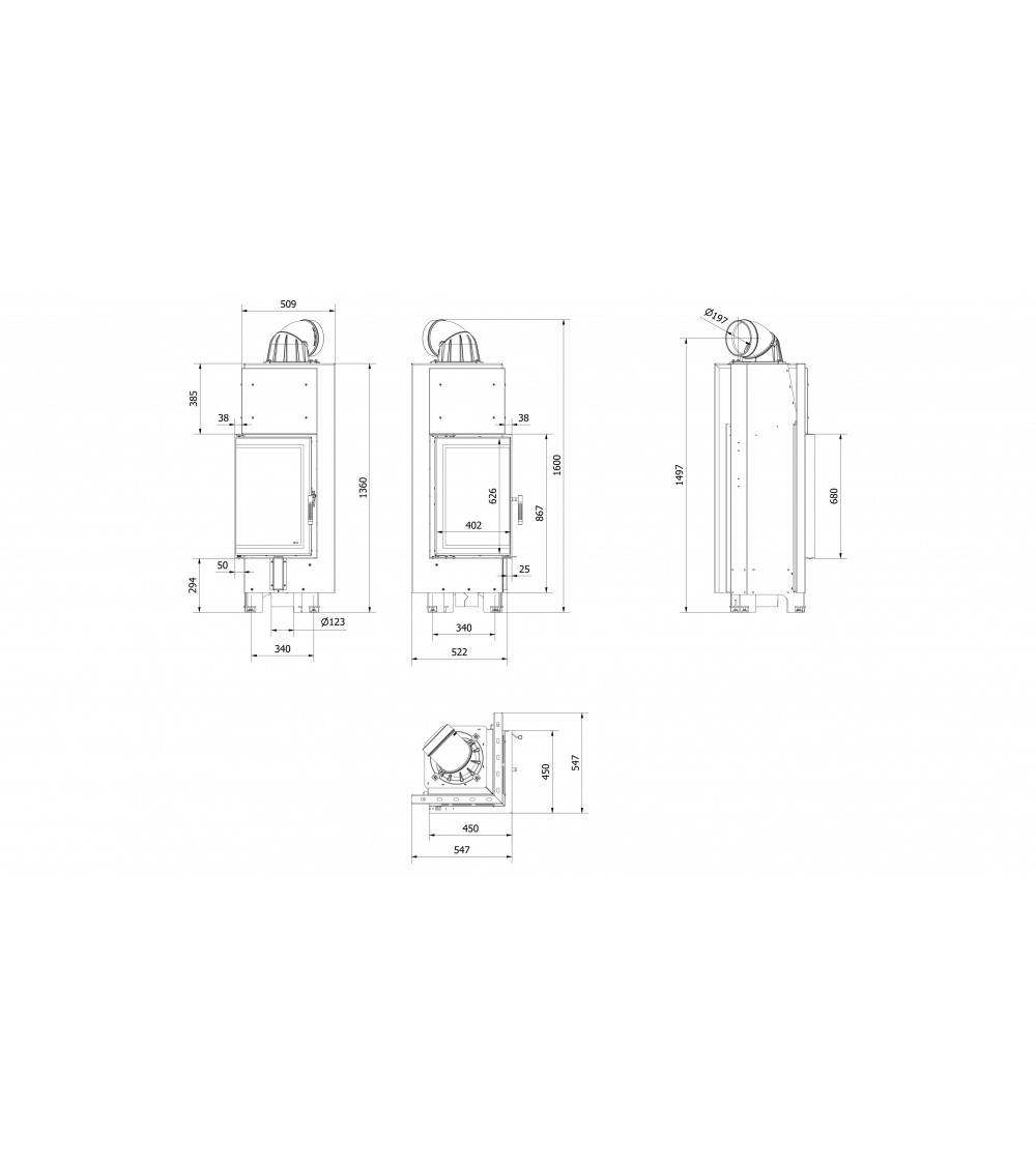Inserto para chimenea MBN 680 derecha BS Inserto para chimenea MBN 680 derecha BS