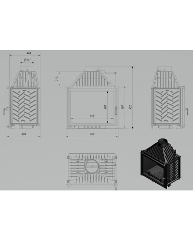 Inserire l'angolo camino Trivision 10 kw