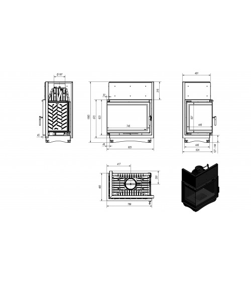 Insert cheminée AMELIA 25 BS DECO vitre à gauche