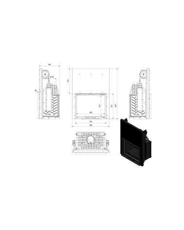 Inserire l'angolo camino Trivision 10 kw