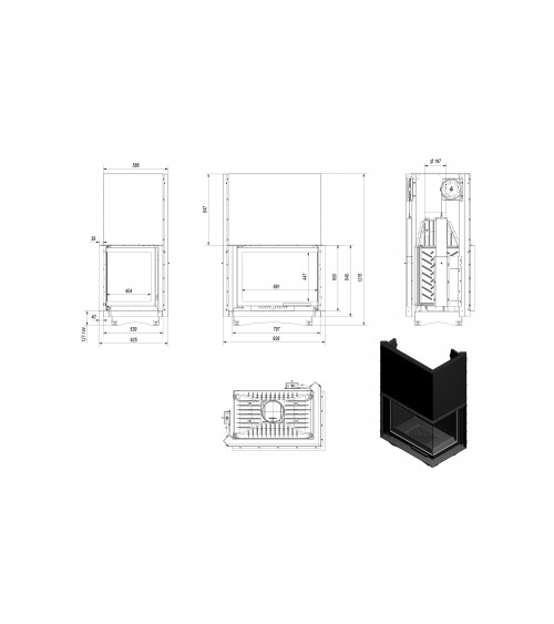 Insert cheminée AMELIA 25 ouverture relevable vitre à droite