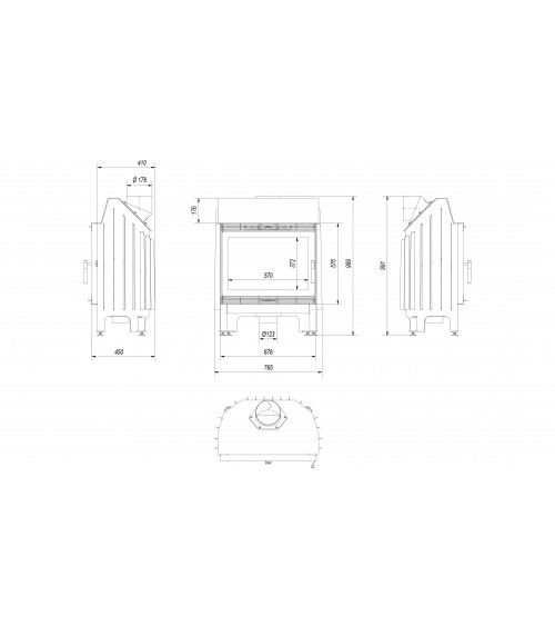 Inserire l'angolo camino Trivision 10 kw