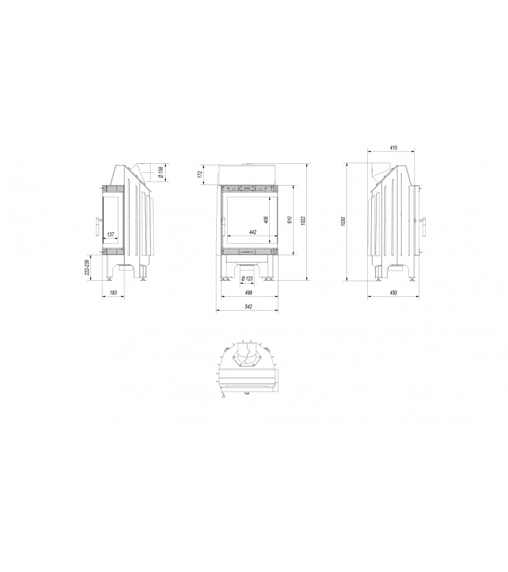 Insert cheminée BLANKA 8 BS vitre à droite