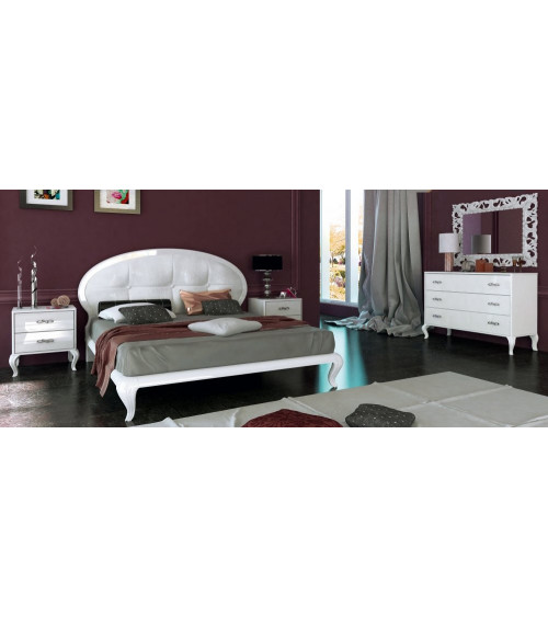 Dormitorio ASTO, blanco lacado y roble claro 180 x 200 cm