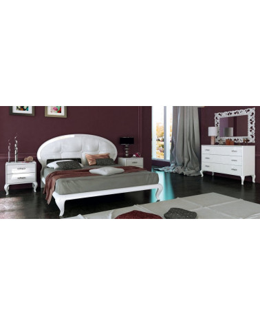 Dormitorio ASTO, blanco lacado y roble claro 180 x 200 cm