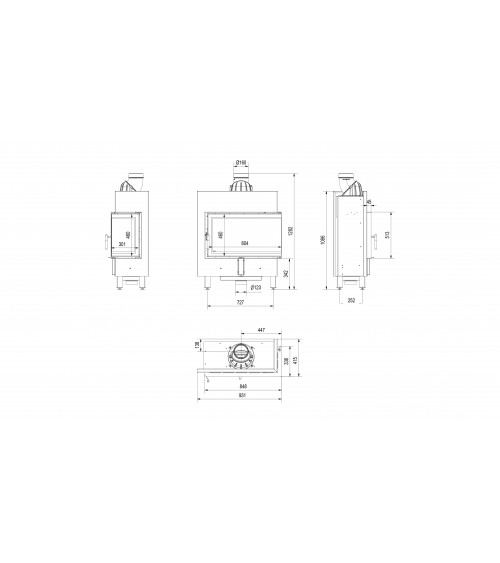 Inserto para chimenea LUCY 12 SLIM BS cristal en el lado izquierdo