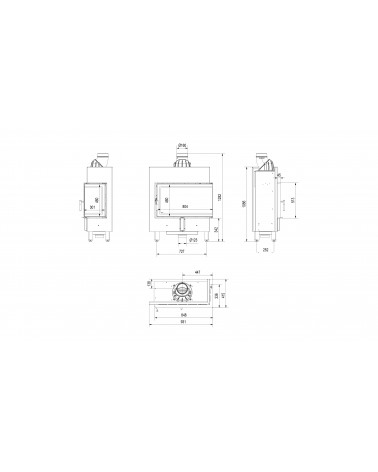 Inserto para chimenea LUCY 12 SLIM BS cristal en el lado izquierdo