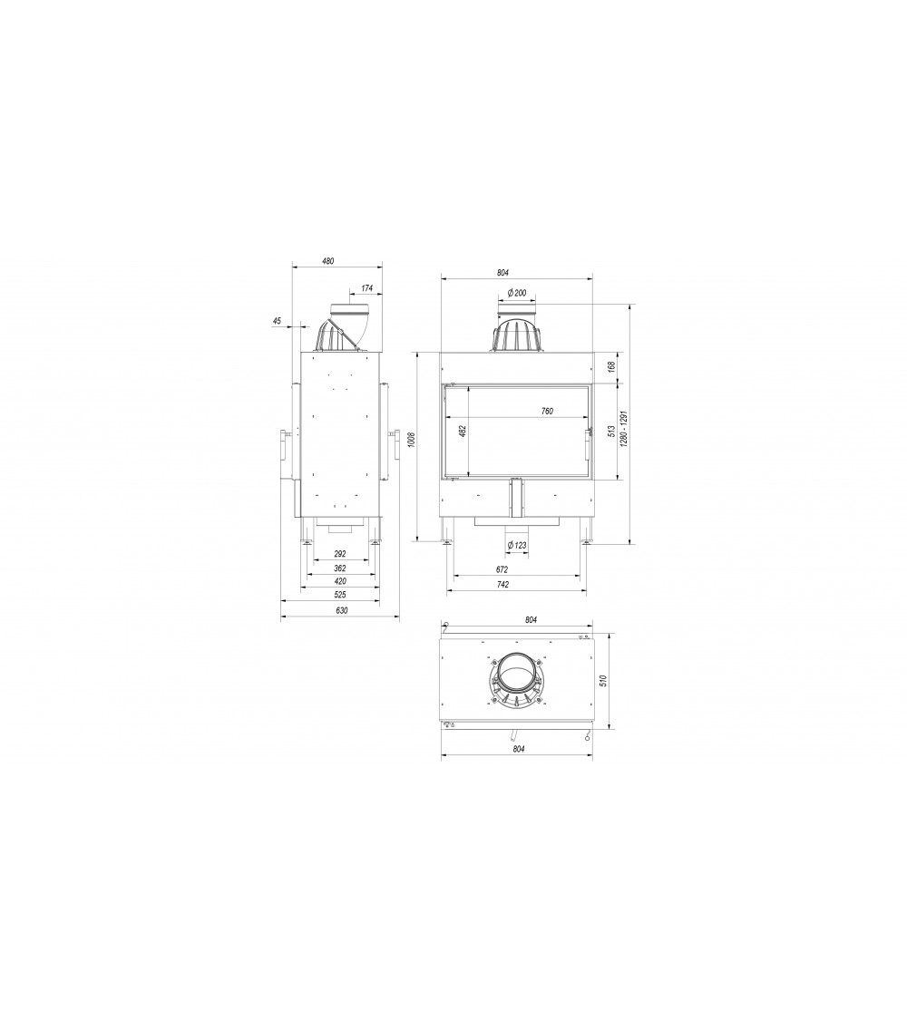 Inserto para chimenea LUCY 12 SLIM BS cristal en el lado derecho