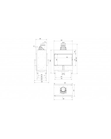 Inserto para chimenea LUCY 12 SLIM BS cristal en el lado derecho