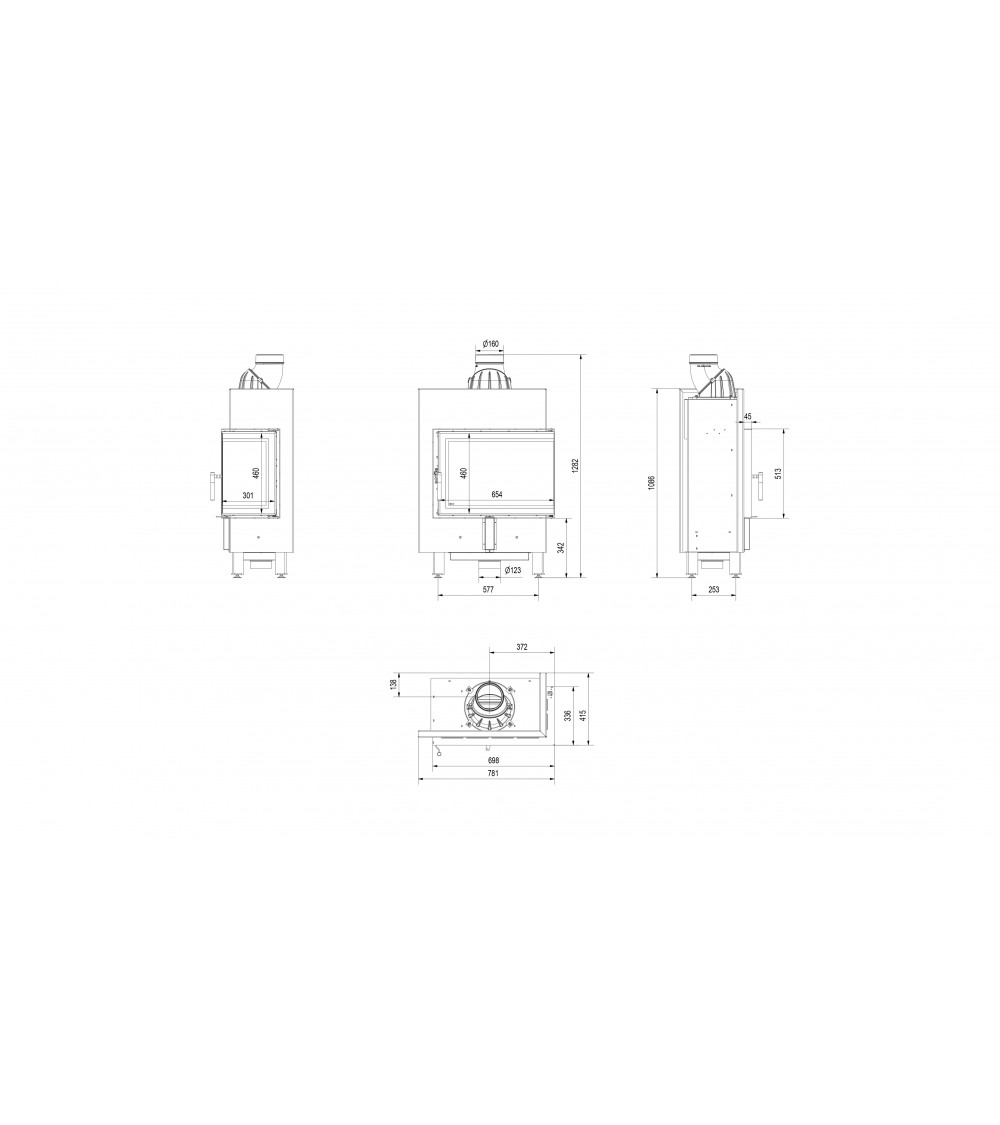 Insert cheminée LUCY 12 SLIM vitre à droite