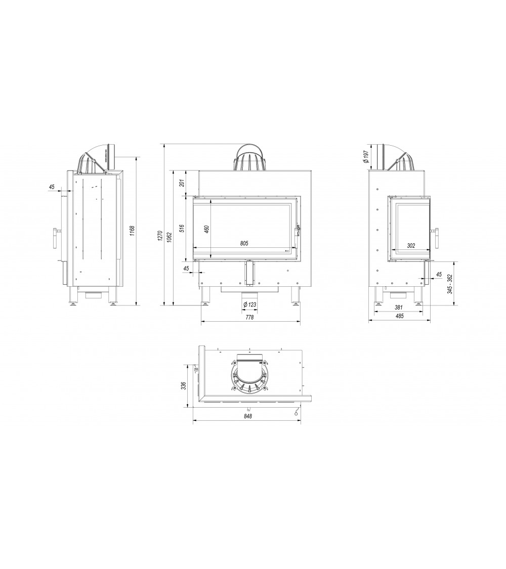 Insert cheminée LUCY 14 BS vitre à gauche Insert cheminée LUCY 14 BS vitre à gauche