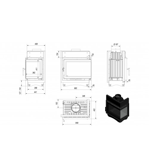 Inserto para chimenea MAJA 8 BS DECO cristal en el lado izquierdo