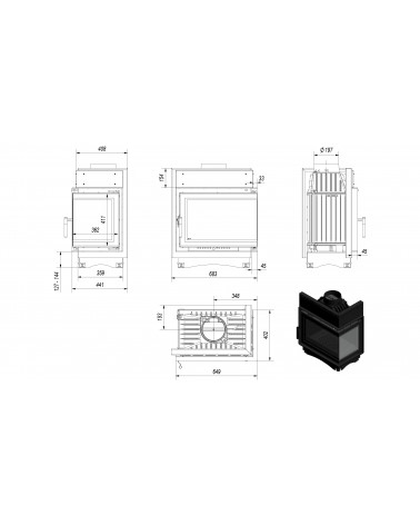 Inserto para chimenea MAJA 8 BS DECO cristal en el lado izquierdo