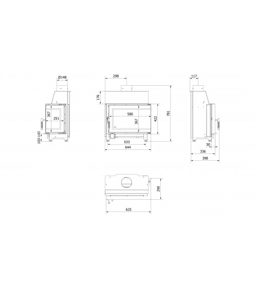 Inserto para chimenea MB 120 apertura con bisagras