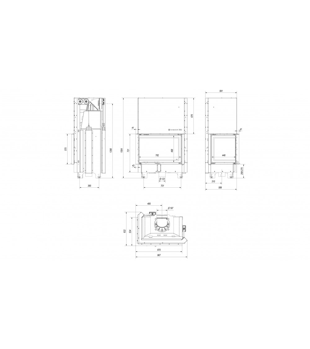 Insert cheminée MBA 17 BS vitre à gauche ouverture relevable