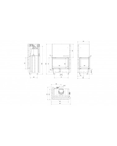 Insert cheminée MBA 17 BS vitre à gauche ouverture relevable