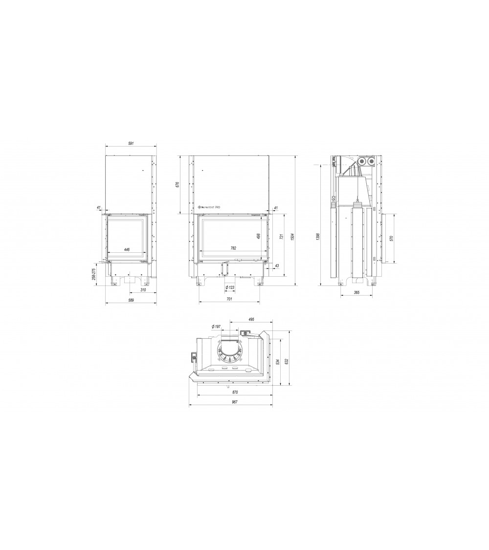Insert cheminée MBA 17 BS vitre à droite ouverture relevable