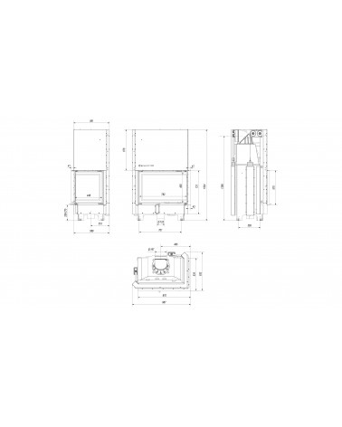 Insert cheminée MBA 17 BS vitre à droite ouverture relevable