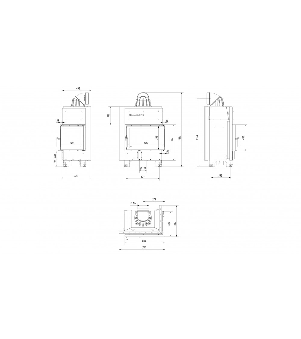 Insert cheminée MBM 10 vitre à droite Insert cheminée MBM 10 vitre à droite