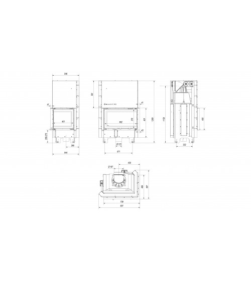 Insert cheminée MBM BS 10 vitre à droite ouverture relevable