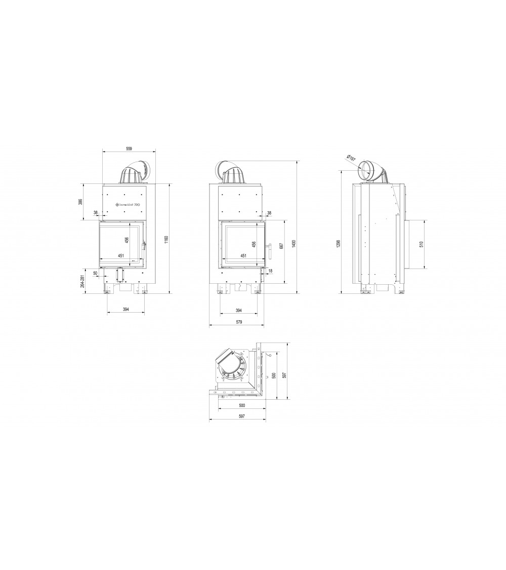 Insert cheminée MBN BS 12 vitre à gauche