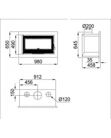 Insert cheminée à bois Placetas 14 kW