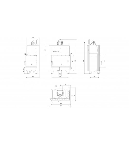 Insert cheminée MBO 15 vitre à droite