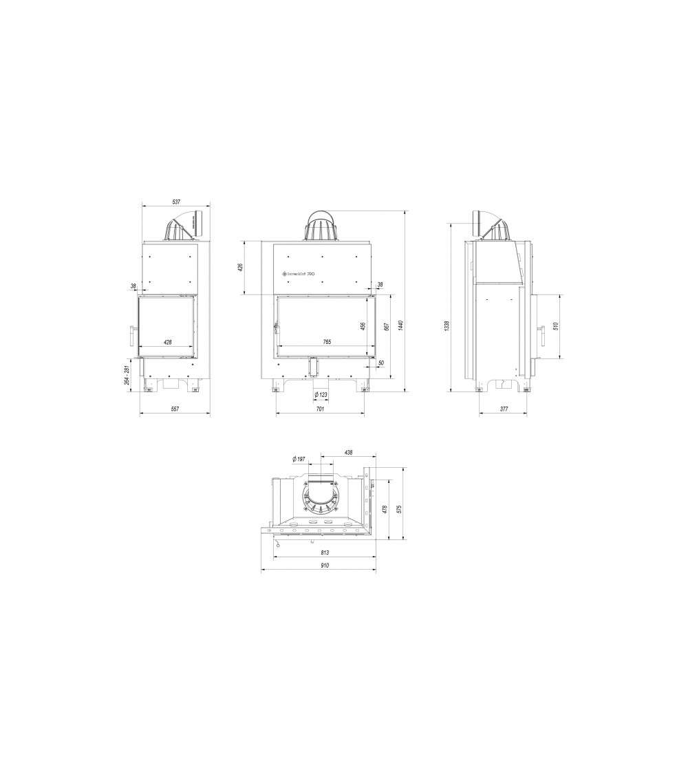 Insert cheminée MBO 15 vitre à droite Insert cheminée MBO 15 vitre à droite