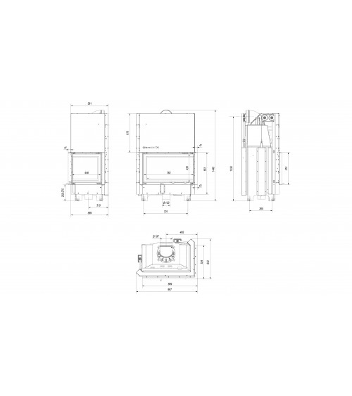 Insert cheminée MBO 15 BS vitre à droite ouverture relevable