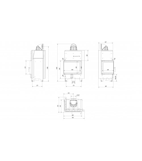 Insert cheminée MBZ 13 BS vitre à gauche