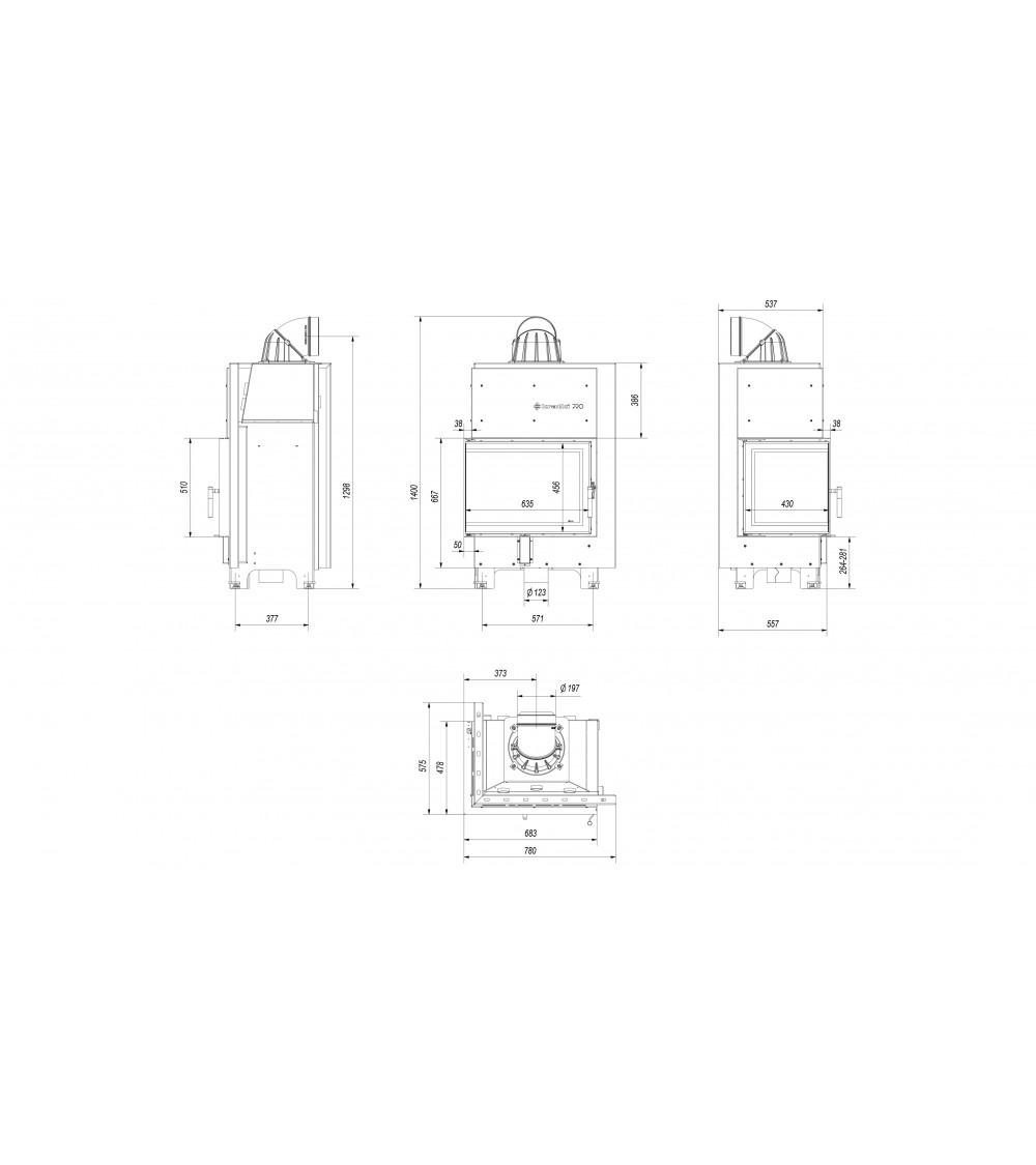 Insert cheminée MBZ 13 BS vitre à gauche