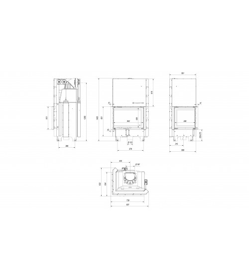 Insert cheminée MBZ 13 BS vitre à gauche ouverture relevable