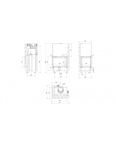 Insert cheminée MBZ 13 BS vitre à gauche ouverture relevable