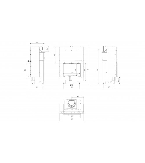 Inserto para chimenea MBZ 13 BS cristal en el lado izquierdo puerta de guillotina