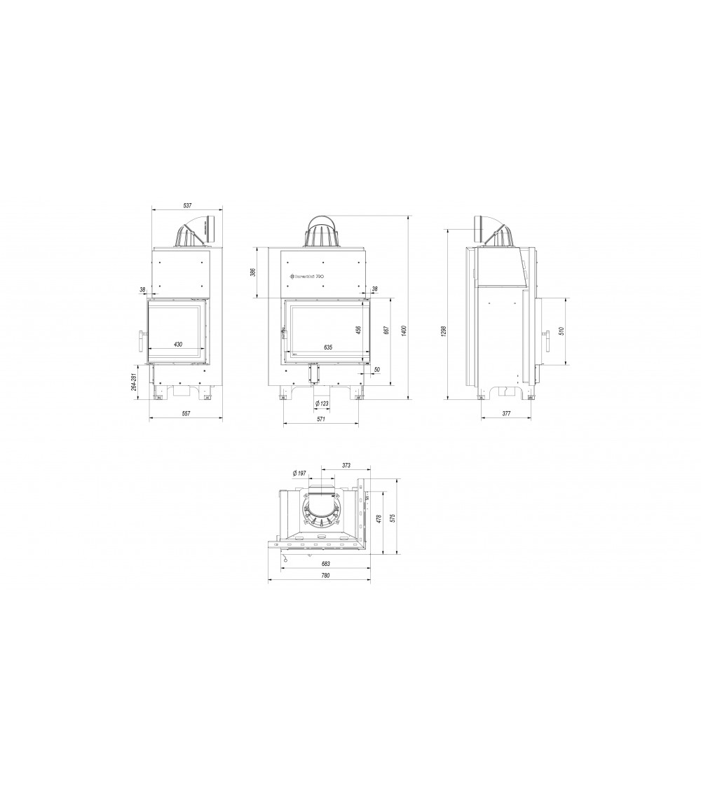 Inserto para chimenea MBZ 13 BS cristal en el lado izquierdo Inserto para chimenea MBZ 13 BS cristal en el lado izquierdo