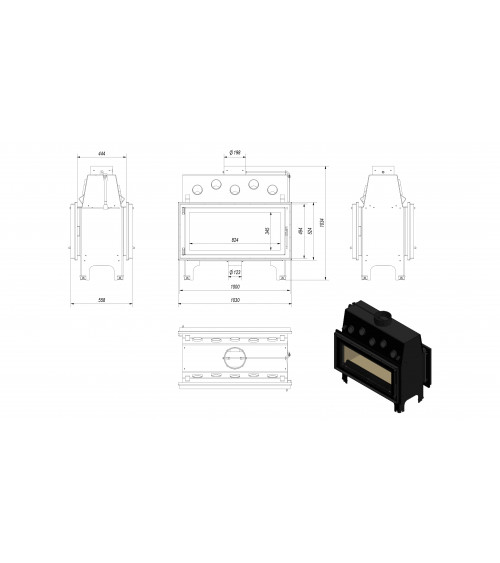 Inserire l'angolo camino Trivision 10 kw