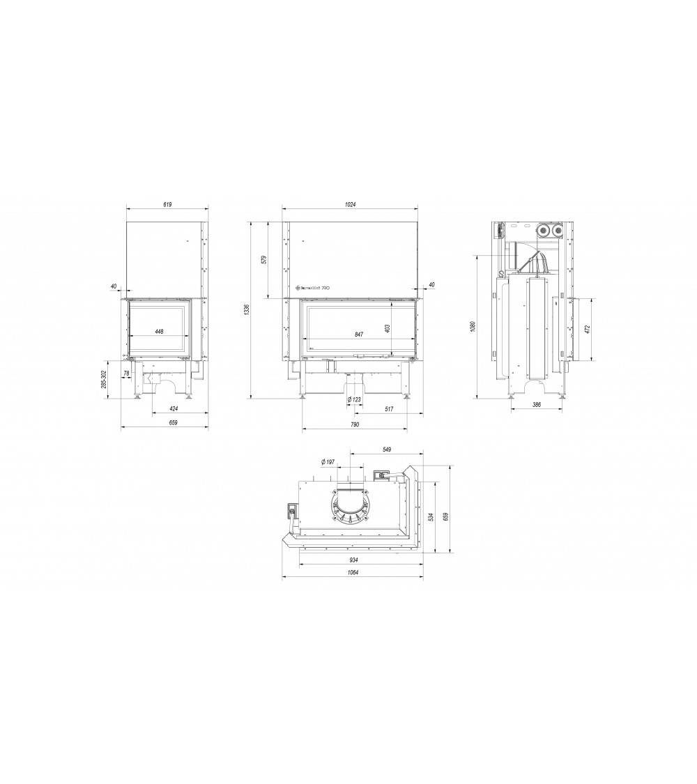 Insert cheminée NADIA 14 vitre à droite ouverture relevable Insert cheminée NADIA 14 vitre à droite ouverture relevable