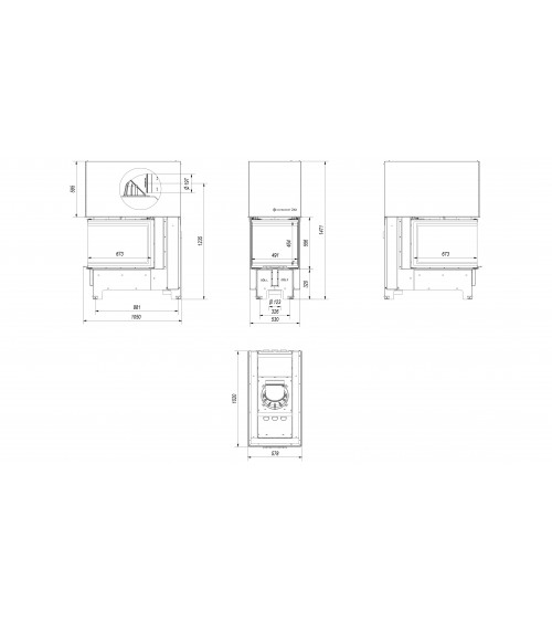 Insert cheminée NBU 11 3 côtés vitrés ouverture relevable